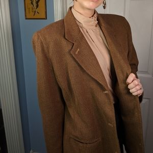 Vintage Herringbone Blazer XL Camel Brown